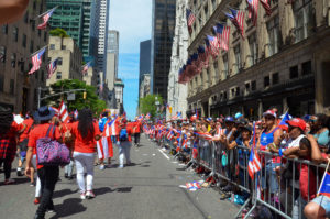 The Parade Route Lined with Supporters and their Flags