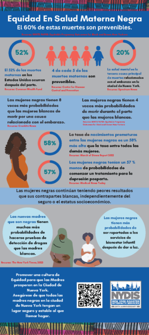 Infografía de Equidad en Salud Materna Negra - Español